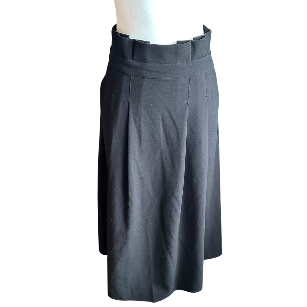 Nordstrom Skirt Size Medium Black Midi Skirt Paper Bag High Waist Pleated Career